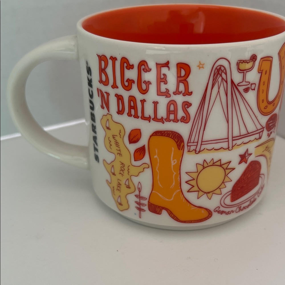 Starbucks Been There Dallas Coffee Mug - White with Orange Interior